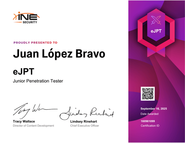 El certificado emitido · eJPT
