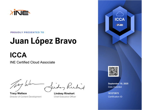 El certificado emitido · ICCA
